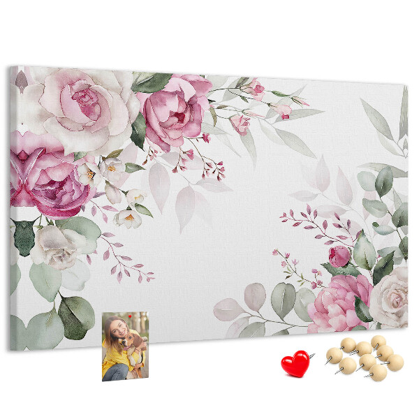 Panou din pluta Model floral în nuanțe pastelate
