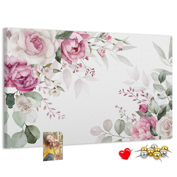 Panou din pluta Model floral în nuanțe pastelate