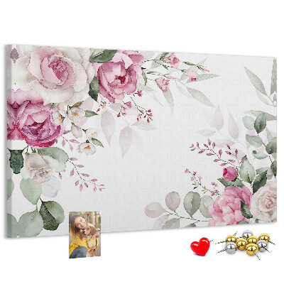 Panou din pluta Model floral în nuanțe pastelate