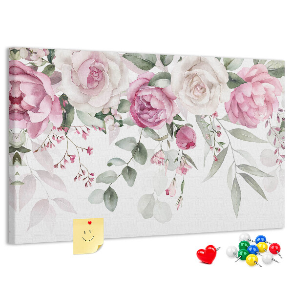 Panou de pluta Model floral în nuanțe delicate de roz