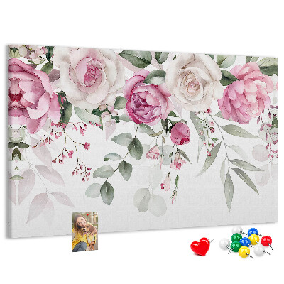 Panou de pluta Model floral în nuanțe delicate de roz