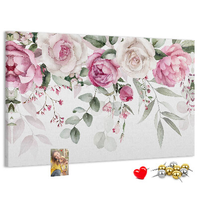 Panou de pluta Model floral în nuanțe delicate de roz