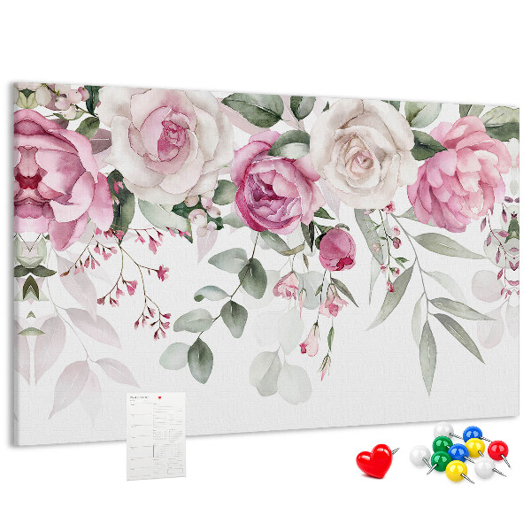 Panou de pluta Model floral în nuanțe delicate de roz