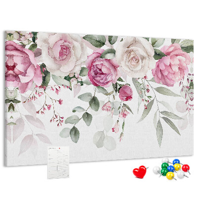 Panou de pluta Model floral în nuanțe delicate de roz