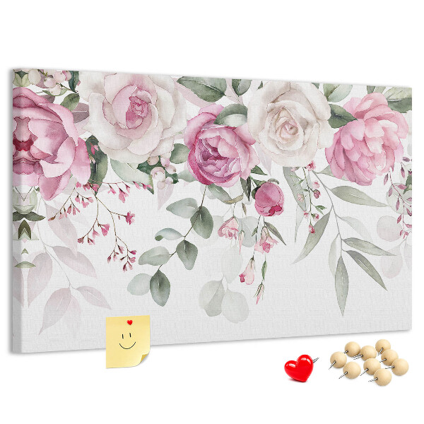 Panou de pluta Model floral în nuanțe delicate de roz