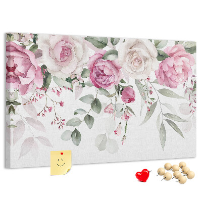 Panou de pluta Model floral în nuanțe delicate de roz