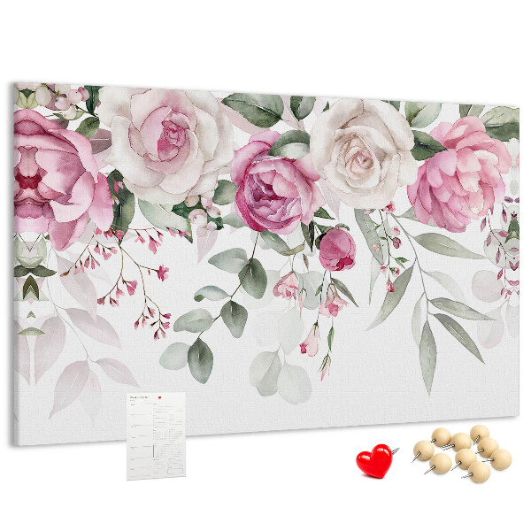 Panou de pluta Model floral în nuanțe delicate de roz