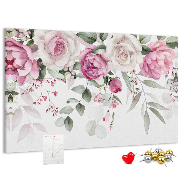 Panou de pluta Model floral în nuanțe delicate de roz