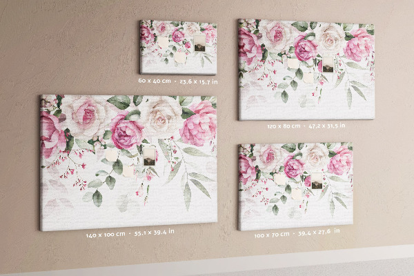 Panou de pluta Model floral în nuanțe delicate de roz