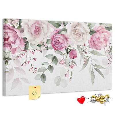 Panou de pluta Model floral în nuanțe delicate de roz