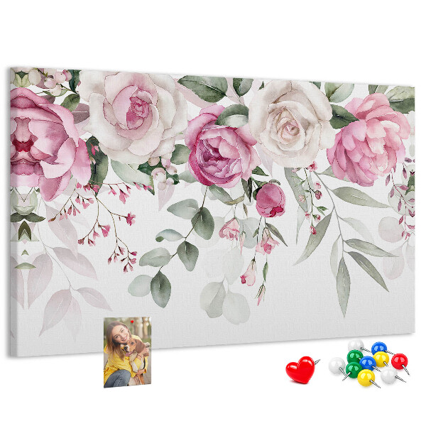 Panou de pluta Model floral în nuanțe delicate de roz