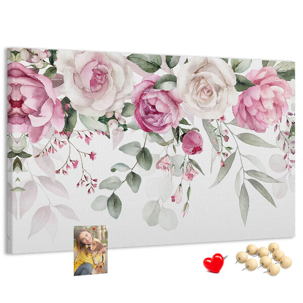 Panou de pluta Model floral în nuanțe delicate de roz
