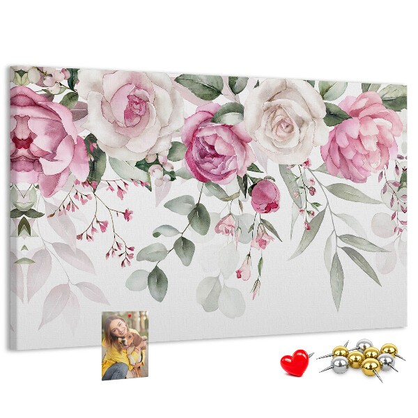Panou de pluta Model floral în nuanțe delicate de roz