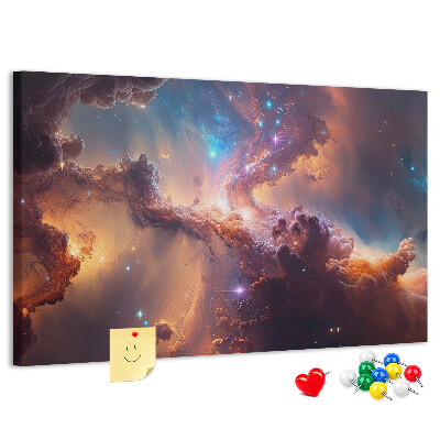 Panou de pluta Un peisaj spațial cu nebuloase colorate