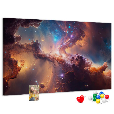 Panou de pluta Un peisaj spațial cu nebuloase colorate