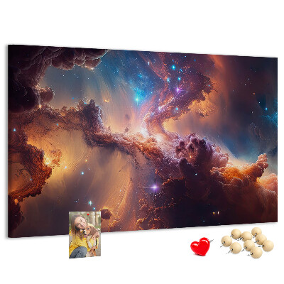 Panou de pluta Un peisaj spațial cu nebuloase colorate
