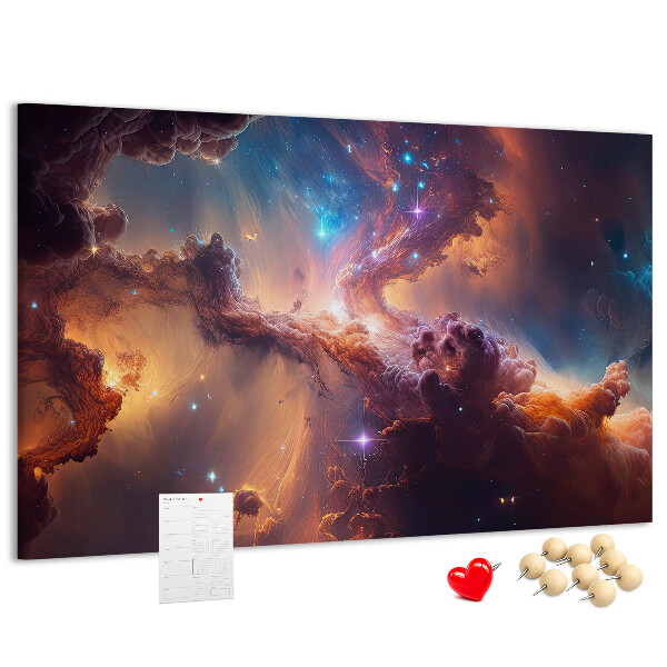 Panou de pluta Un peisaj spațial cu nebuloase colorate