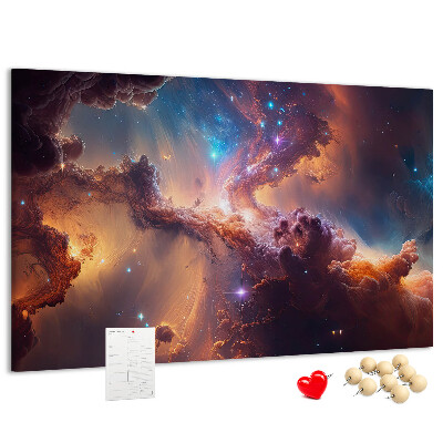 Panou de pluta Un peisaj spațial cu nebuloase colorate
