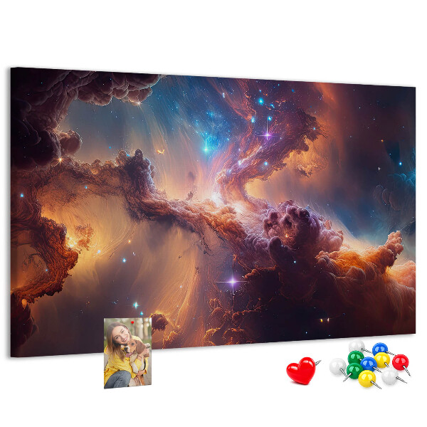 Panou de pluta Un peisaj spațial cu nebuloase colorate