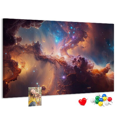 Panou de pluta Un peisaj spațial cu nebuloase colorate