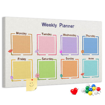 Panou din pluta Calendar săptămânal cu accente florale