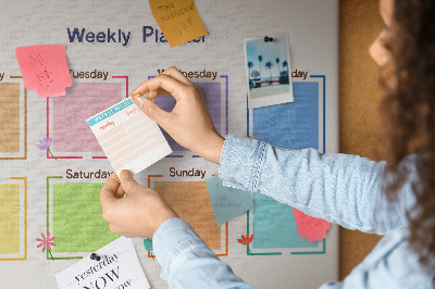 Panou din pluta Calendar săptămânal cu accente florale