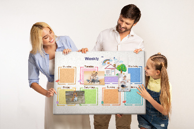 Panou din pluta Calendar săptămânal cu accente florale