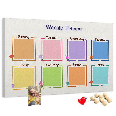 Panou din pluta Calendar săptămânal cu accente florale