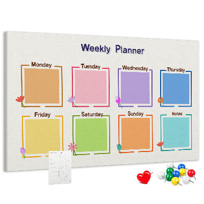 Panou din pluta Calendar săptămânal cu accente florale