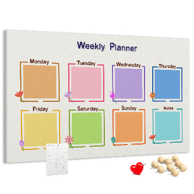 Panou din pluta Calendar săptămânal cu accente florale