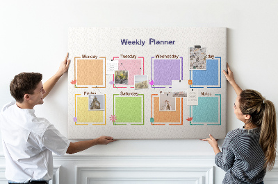 Panou din pluta Calendar săptămânal cu accente florale