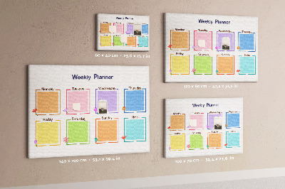 Panou din pluta Calendar săptămânal cu accente florale