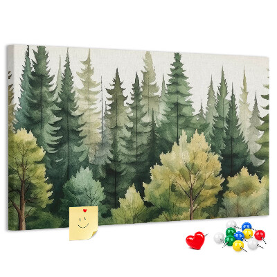 Panou de pluta Peisaj forestier cu copaci verzi