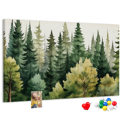 Panou de pluta Peisaj forestier cu copaci verzi