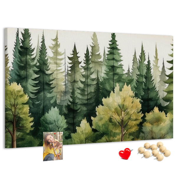 Panou de pluta Peisaj forestier cu copaci verzi