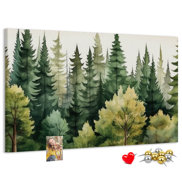 Panou de pluta Peisaj forestier cu copaci verzi