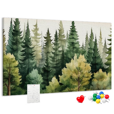 Panou de pluta Peisaj forestier cu copaci verzi