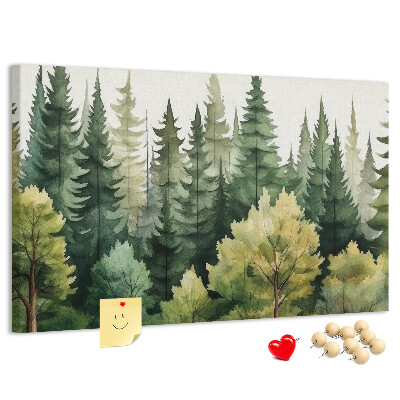 Panou de pluta Peisaj forestier cu copaci verzi