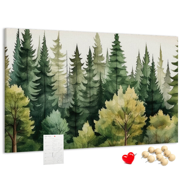 Panou de pluta Peisaj forestier cu copaci verzi