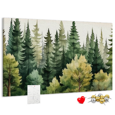 Panou de pluta Peisaj forestier cu copaci verzi