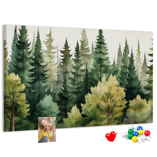 Panou de pluta Peisaj forestier cu copaci verzi