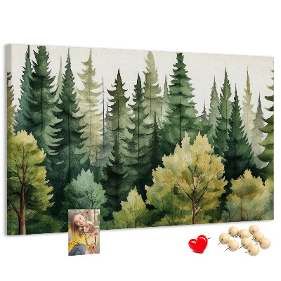 Panou de pluta Peisaj forestier cu copaci verzi