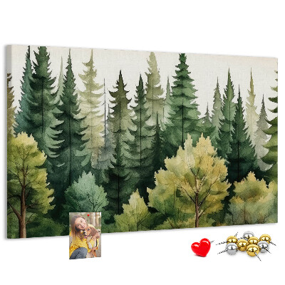 Panou de pluta Peisaj forestier cu copaci verzi