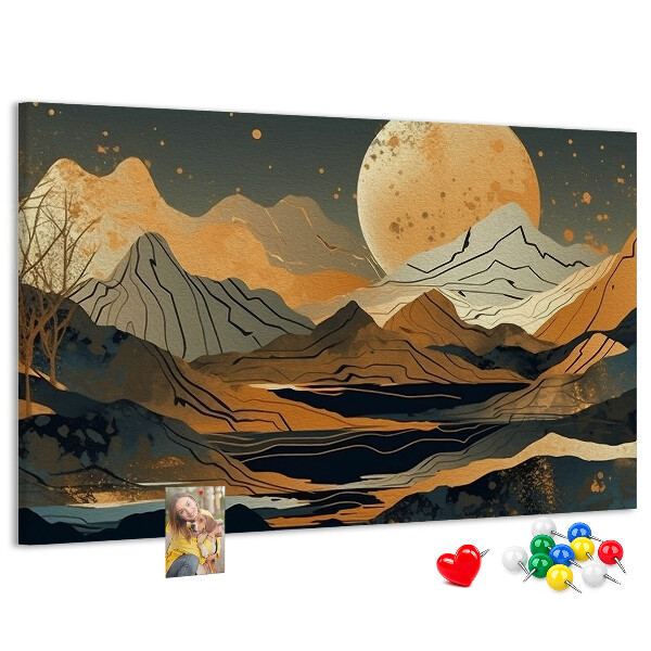 Panou din pluta Peisaj montan cu luna în fundal