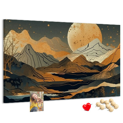 Panou din pluta Peisaj montan cu luna în fundal