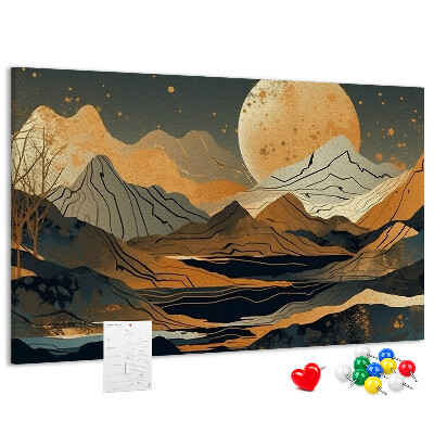 Panou din pluta Peisaj montan cu luna în fundal