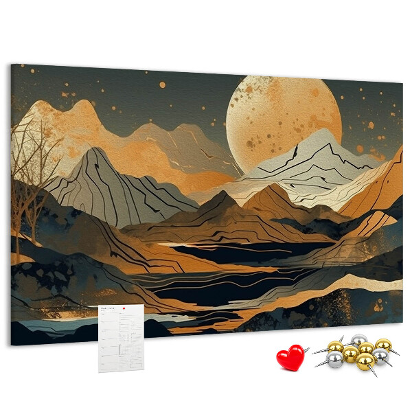 Panou din pluta Peisaj montan cu luna în fundal