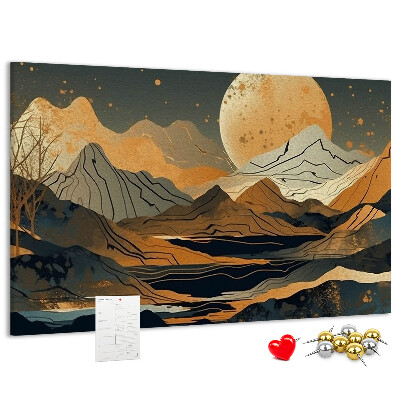 Panou din pluta Peisaj montan cu luna în fundal
