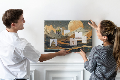 Panou din pluta Peisaj montan cu luna în fundal