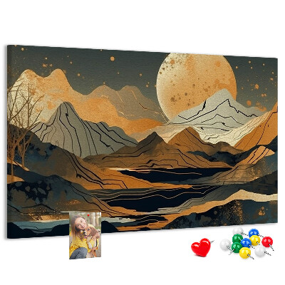 Panou din pluta Peisaj montan cu luna în fundal